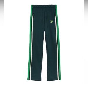 Green sweats with White Stripes